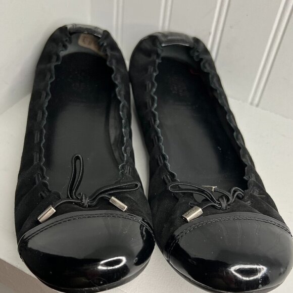 Bally - Black Suede Flats w/ Patent Leather Trim Sz 10 - Picture 2 of 7
